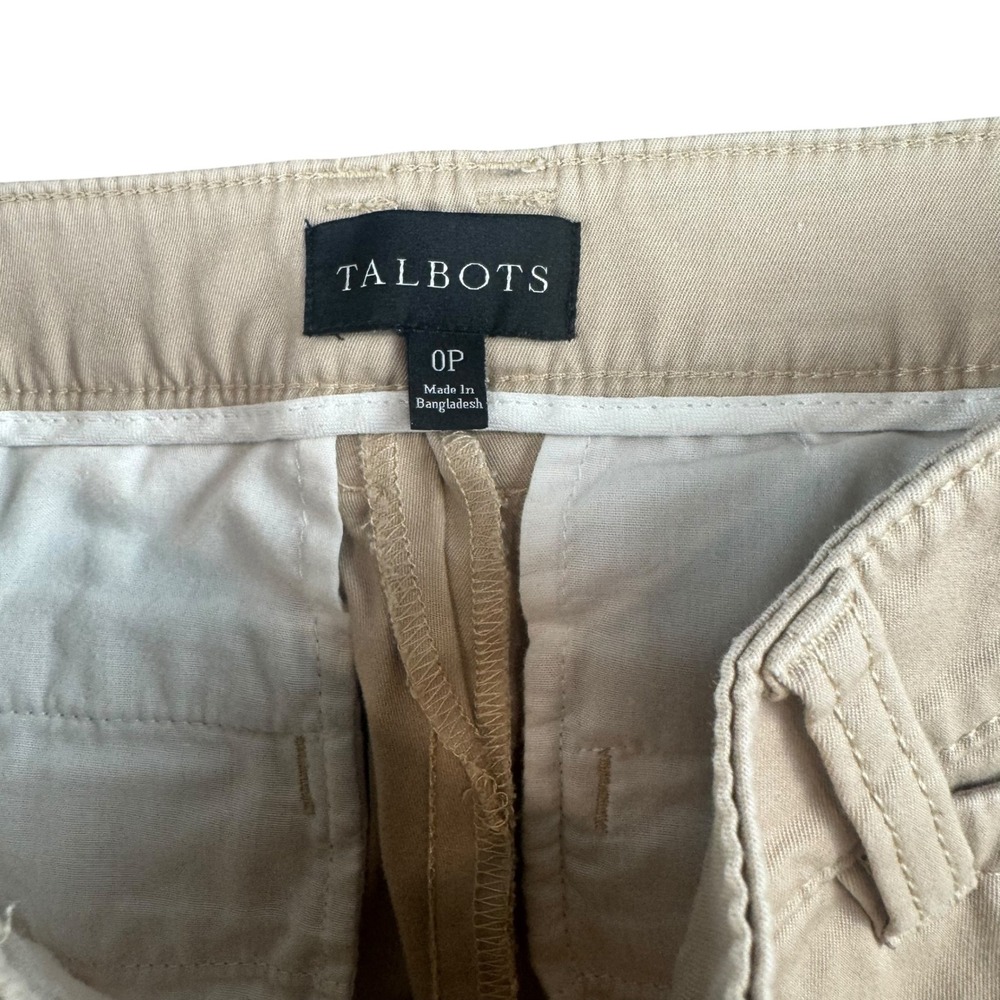 Talbots Womens Petite 0P Chino Pants Khaki Tan Straight Leg Mid Rise Stretch - Picture 6 of 7
